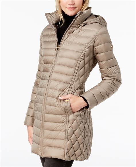 macys michael kors hooded packable puffer coat|Michael Kors lightweight down jacket.